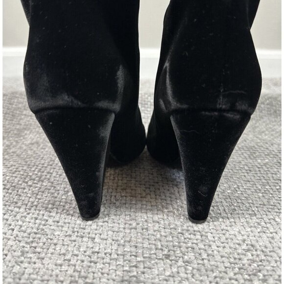 Saint Laurent Boots Women 35.5 US‎ 5.5 Black Velvet Niki Knee High Designer - Picture 11 of 16
